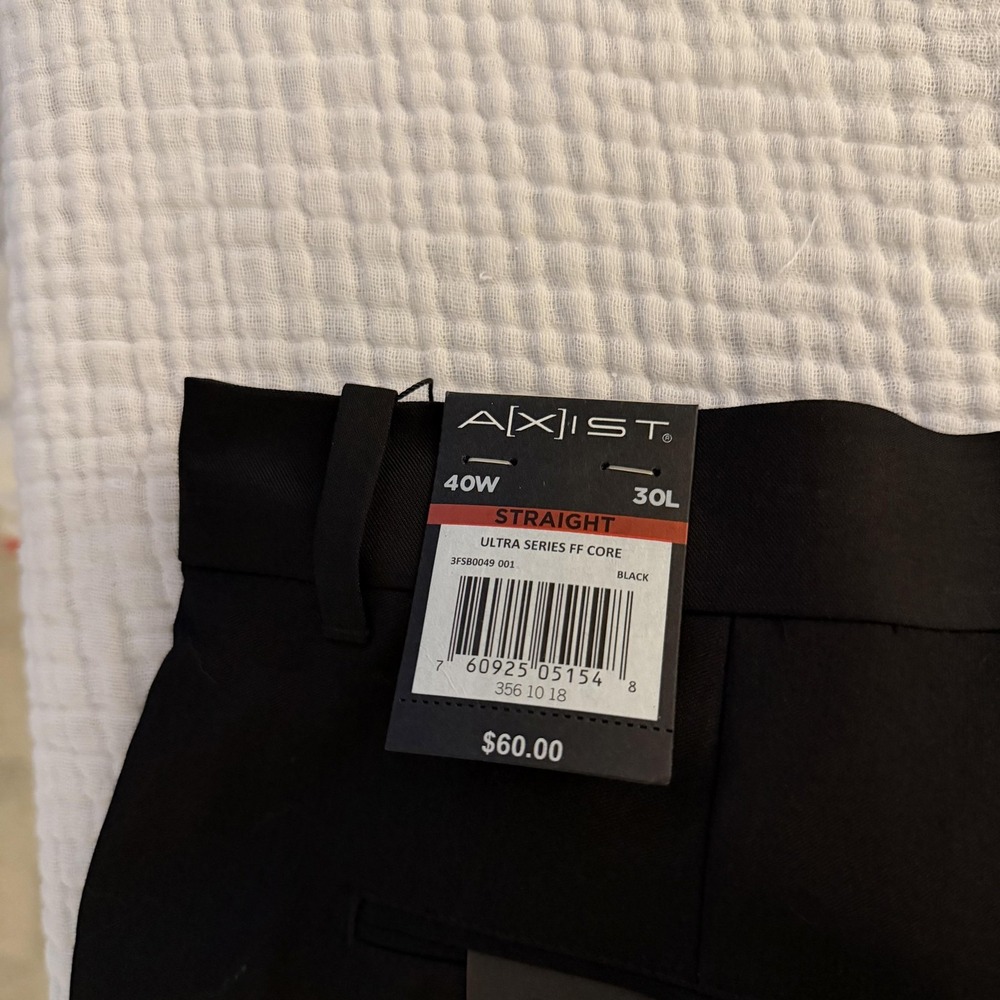 Axist Pants Mens 40x30 Black Ultra Series Straight Flat Front No Iron Dress NWT - Picture 11 of 16